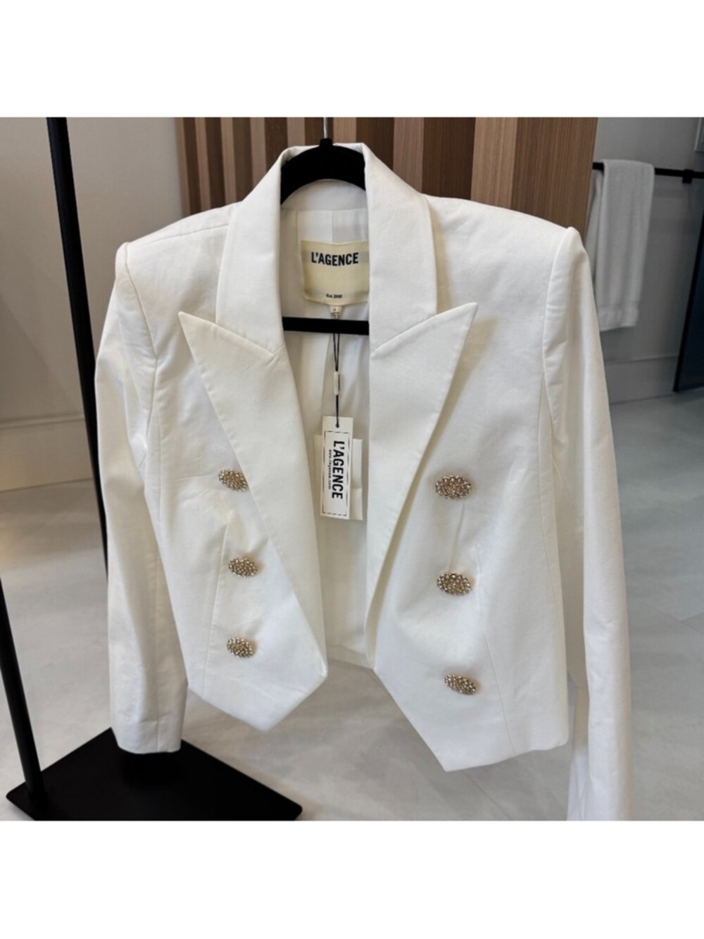 L'AGENCE White Lila Open Front Blazer NWT - Picture 5 of 7